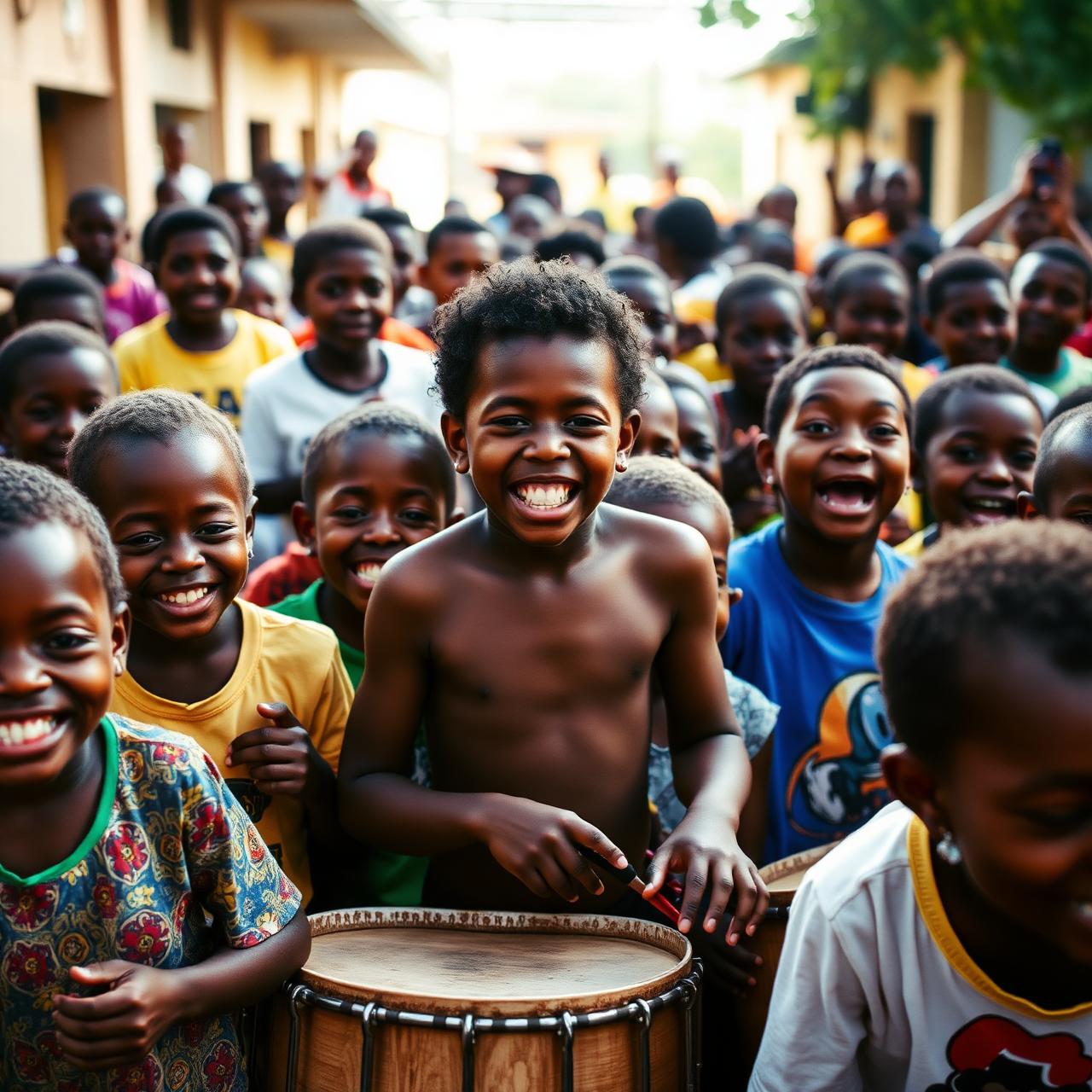 Crianças e jovens da Escola Olodum